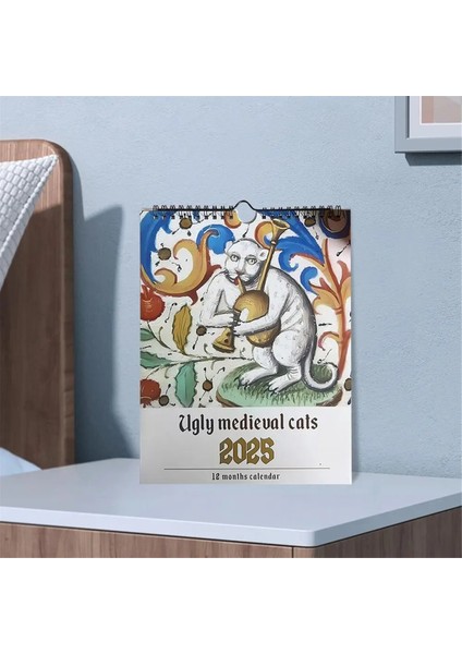 Ortaçağ Kedi Takvimi 2025 Garip Ortaçağ Kedileri Duvar Takvimi (Yurt Dışından)