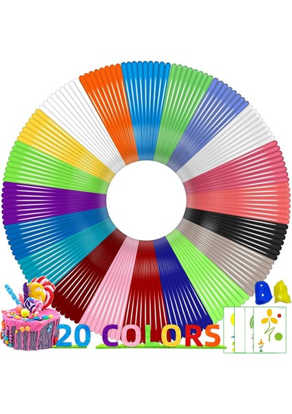 20 Renk Pla 3D Kalem Filamenti Yedekleri, 1.75MM 3D Kalem Filamenti (Yurt Dışından)