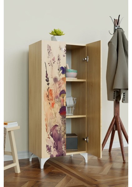 Floral 3 Raflı Çok Amaçlı Dolap Mutfak Salon Banyo Ofis Salon Dolabı fiyatları