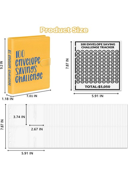 100 Zarf Zorlu Klasör, A5 Para Tasarrufu Bütçe Klasörü Sarı (Yurt Dışından)
