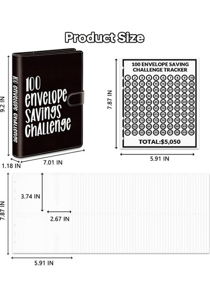 100 Zarf Zorlu Klasör, A5 Para Tasarrufu Bütçe Klasörü Siyah (Yurt Dışından)