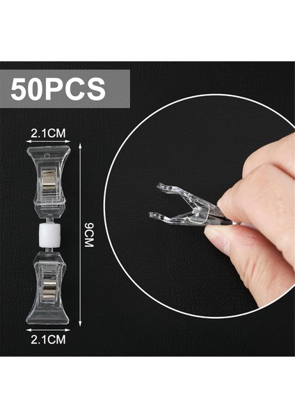 50 Adet Çift Taraflı Tabela Klipsleri Tabela Ekran Mini Klips Şeffaf Döndürülebilir (Yurt Dışından)