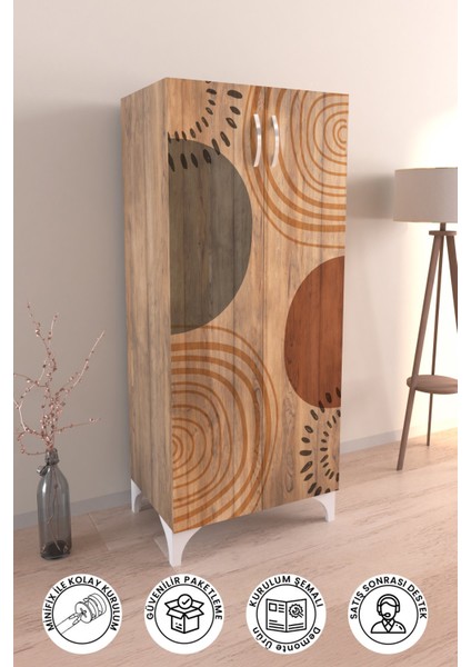 Circle Design 3 Raflı Çok Amaçlı Dolap Mutfak Salon Banyo Ofis Salon Dolabı