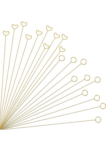 20 Adet Altın Çiçek Kartlık Çubukları, Kalp, Daire (Yurt Dışından)