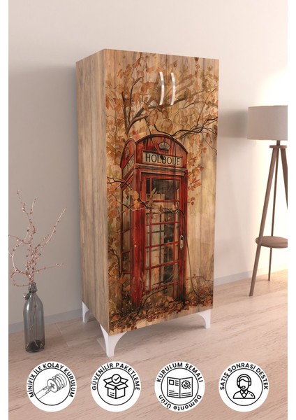 Phone Box 3 Raflı Çok Amaçlı Dolap Mutfak Salon Banyo Ofis Salon Dolabı