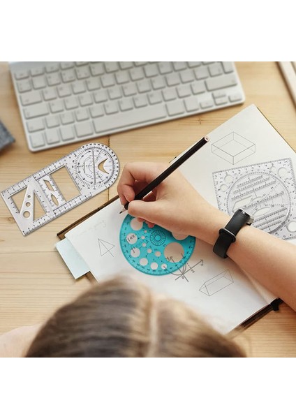 4 Adet Çok Amaçlı Geometrik Cetvel Çizim Araçları Plastik Cetvel Seti (Yurt Dışından)