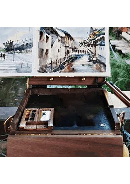 8 Izgara Taşınabilir Eskiz Defteri Paleti, Ahşap Renk Paleti Kutusu (Yurt Dışından)