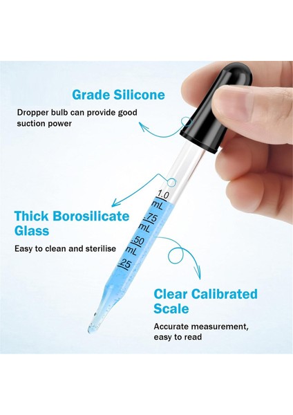 Cam Damlalıklar - Kavisli ve Düz Uçlar, 1 ml Pipet Damlalıkları (Yurt Dışından)