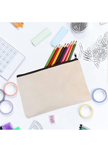 10 Adet Tuval Kalemlik, Kendin Yap El Sanatları Fermuarlı Çantalar Boş Makyaj Çantaları (Yurt Dışından) fırsatları