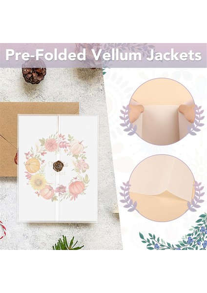 5x7 Davetiyeler Için 100 Paket Vellum Ceket, Önceden Katlanmış Vellum Sarmalayıcılar (Yurt Dışından)
