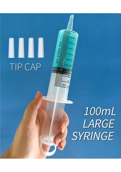 4 Adet 100ML Büyük Şırınga Kapaklı, Tek Tek Steril Mühürlü (Yurt Dışından)
