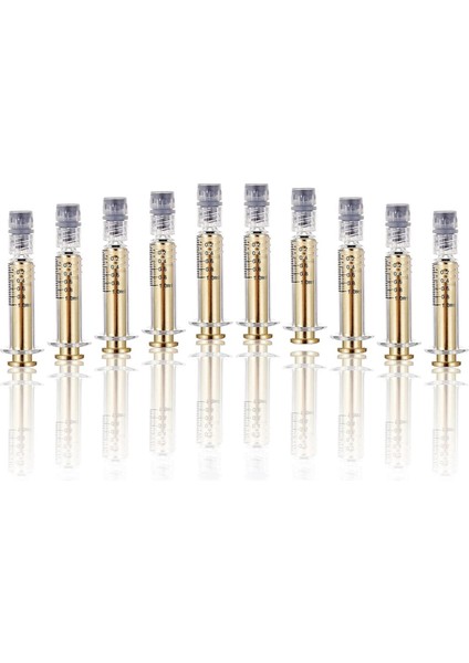 1ml Altın Metal Pistonlu Cam Şırınga 10 Adet Sızıntı Önleyici Şırınga (Yurt Dışından)