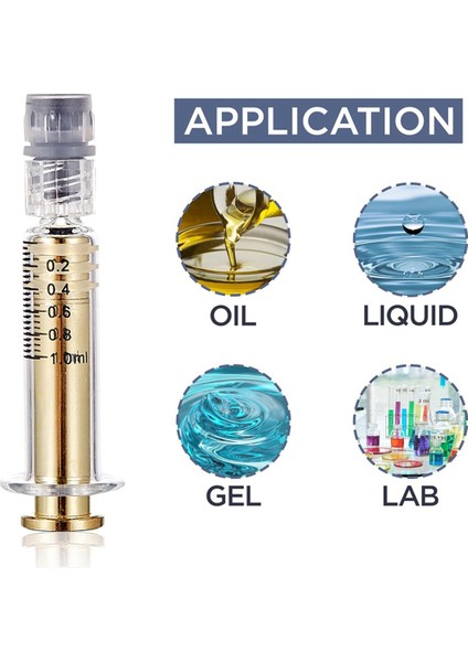1ml Altın Metal Pistonlu Cam Şırınga 10 Adet Sızıntı Önleyici Şırınga (Yurt Dışından)