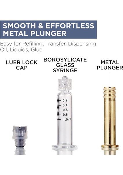 1ml Altın Metal Pistonlu Cam Şırınga 10 Adet Sızıntı Önleyici Şırınga (Yurt Dışından)