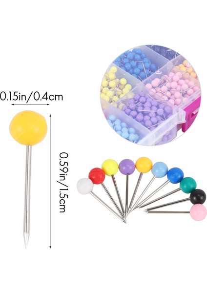 1000 Adet Harita Çivileri Plastik Başlıklı Çelik Uçlu Mantarlı Iğneler (Yurt Dışından)