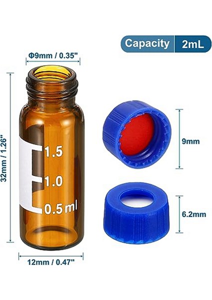 2ml Otomatik Örnekleyici Şişesi, 100 Paket Hplc/ Şişeler 9-425 Lab Amber Şişeleri (Yurt Dışından)