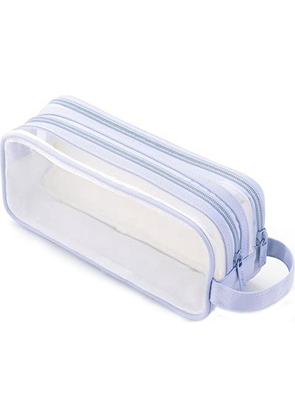 Izgara Örgü Kalem Kutusu 2 Bölmeli Kalem Çantası Şeffaf Kalem Kesesi, Mavi (Yurt Dışından) indirimleri