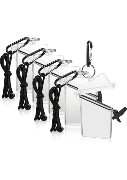 5'li Paket Su Geçirmez Kimlik Rozeti Tutucu Kılıfı Şeffaf Dikey Kimlik Kartı Tutucu (Yurt Dışından)