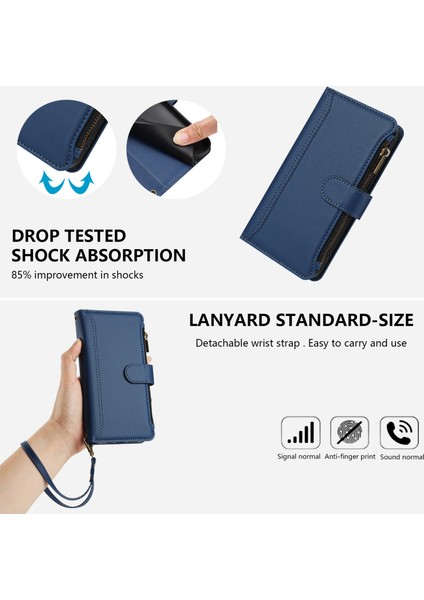 Case For Oneplus Nord 2 Premium Leather Zipper Pocket Wallet Phone Case With 9 Card Slots And Detachable Wrist Strap (Yurt Dışından) modelleri