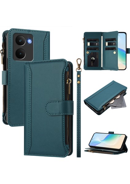 Case For Realme P3 Ultra 5g Premium Leather Zipper Pocket Wallet Phone Case With 9 Card Slots And Detachable Wrist Strap (Yurt Dışından)