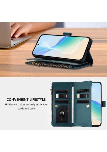 Case For Realme P3 Ultra 5g Premium Leather Zipper Pocket Wallet Phone Case With 9 Card Slots And Detachable Wrist Strap (Yurt Dışından)