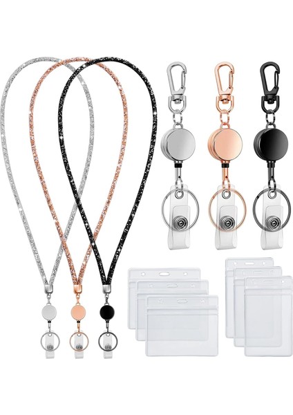 Kimlik Rozetleri Için Boyun Askıları 9'lu 3'lü Set Bling Rozet Boyun Askısı (Yurt Dışından)