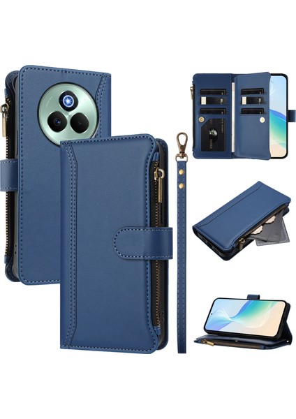 Case For Realme P3 Pro 5g Premium Leather Zipper Pocket Wallet Phone Case With 9 Card Slots And Detachable Wrist Strap (Yurt Dışından)