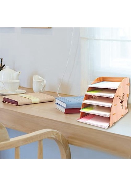 Ahşap Fatura Fatura Depolama Rafı Masaüstü Kağıt Düzenleyici Dosya Tutucu (Yurt Dışından) indirimleri