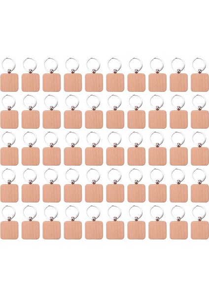 50 Adet Kendin Yap Boş Ahşap Anahtarlık Kare Oymalı Anahtarlık 40 x 40 mm (Yurt Dışından) fiyatları