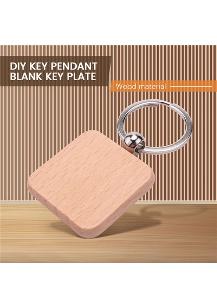 50 Adet Kendin Yap Boş Ahşap Anahtarlık Kare Oymalı Anahtarlık 40 x 40 mm (Yurt Dışından) indirimleri
