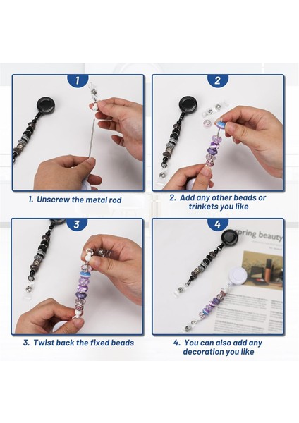 12 Set Boncuklu Geri Çekilebilir Rozet Makarası Klipsleri Kimlik Kartı Tutucu ile (Yurt Dışından) fiyatları