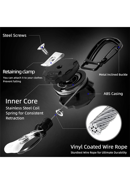 2 Paket Geri Çekilebilir Anahtarlık, Çelik Geri Çekilebilir Kordonlu Kimlik Rozeti Makarası (Yurt Dışından) fırsatları