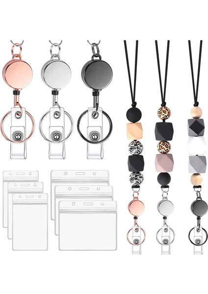 Kimlik Rozetleri Için 3 Set Geri Çekilebilir Boyun Askısı, Öğretmen Boyun Askısı B (Yurt Dışından)