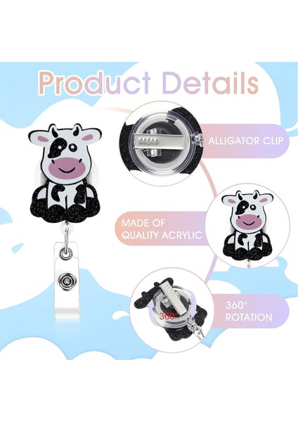 3 Adet Inek Rozeti Makarası Klipsleri, Geri Çekilebilir Rozet Tutucu (Yurt Dışından) modelleri