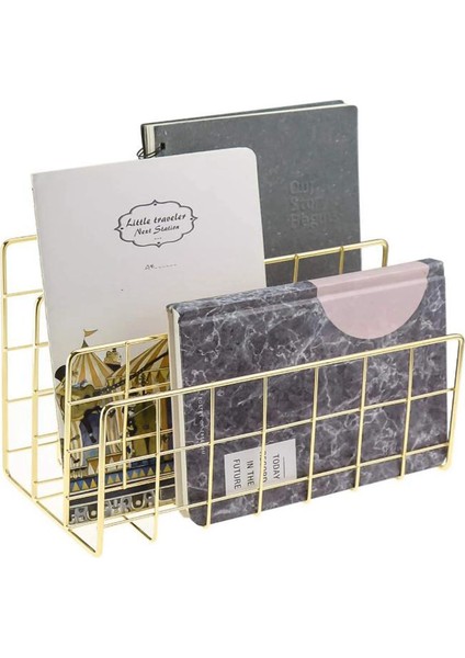 Metal Örgü Masa Düzenleyici Ofis Ev Kitap Destekleri Kitaplık - Gül Altın (Yurt Dışından) fiyatları