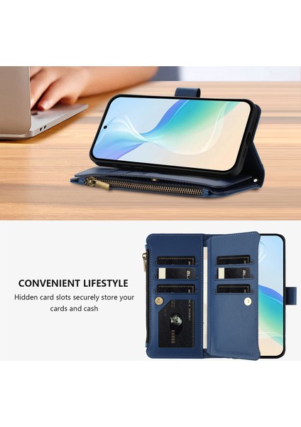 Case For Realme P3 Ultra 5g Premium Leather Zipper Pocket Wallet Phone Case With 9 Card Slots And Detachable Wrist Strap (Yurt Dışından)