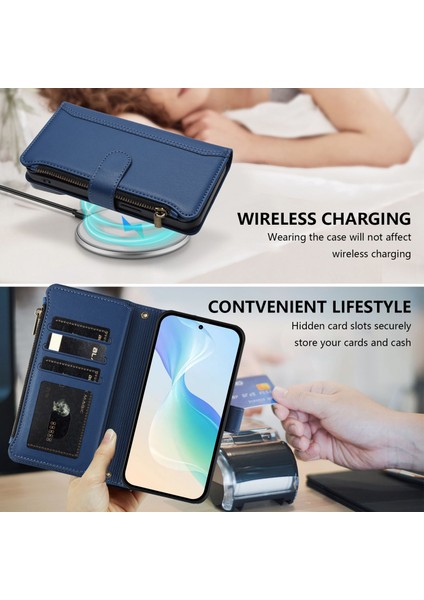 Case For Realme P3 Ultra 5g Premium Leather Zipper Pocket Wallet Phone Case With 9 Card Slots And Detachable Wrist Strap (Yurt Dışından)