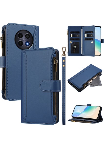 Case For Realme 12 5g Premium Leather Zipper Pocket Wallet Phone Case With 9 Card Slots And Detachable Wrist Strap (Yurt Dışından)
