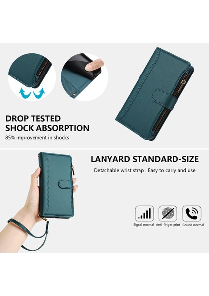 Case For Samsung Galaxy A21 Premium Leather Zipper Pocket Wallet Phone Case With 9 Card Slots And Detachable Wrist Strap (Yurt Dışından) modelleri