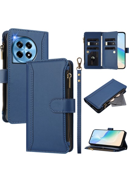 Case For Oneplus 12 5g Premium Leather Zipper Pocket Wallet Phone Case With 9 Card Slots And Detachable Wrist Strap (Yurt Dışından)