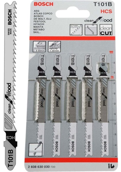 T101B 5 Li Ağaç Temiz Kesim Dekupaj Testere Bıçağı Clean For Wood 5'li Dekopaj - 2608630030