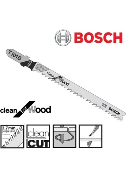 T101B 5 Li Ağaç Temiz Kesim Dekupaj Testere Bıçağı Clean For Wood 5'li Dekopaj - 2608630030