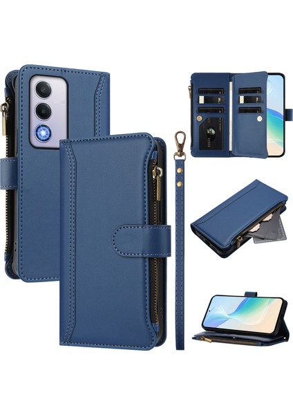 Case For Oppo A80 5g Premium Leather Zipper Pocket Wallet Phone Case With 9 Card Slots And Detachable Wrist Strap (Yurt Dışından)