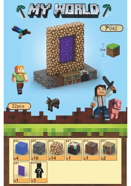 Benim Dünyam Manyetik Küp Mc Manyetik Emme Seti Mıknatıs Blokları Puzzle Yapboz Oyuncaklar (Yurt Dışından)