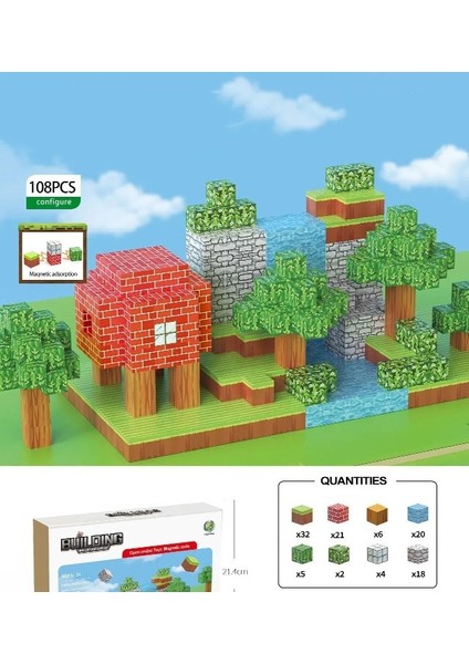 Benim Dünyam Manyetik Küp Blok Seti Model Manyetik Küp Erkek Oyuncakları Oyun Çevresel Sahne (Yurt Dışından)