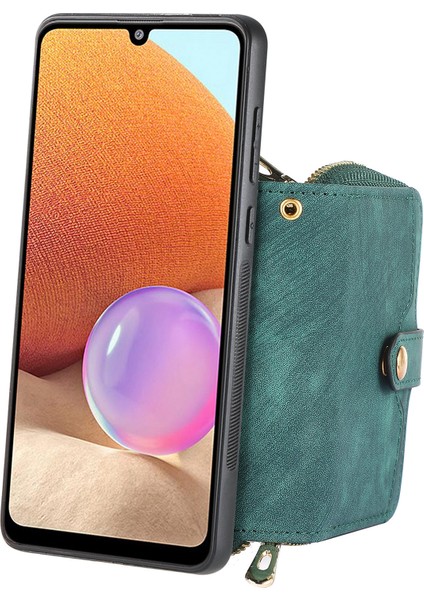 Samsung Galaxy S25 Edge Pu Deri Telefon Arka Kılıfı Fermuarlı Kart Tutucu ve Uzun Askılı (Yurt Dışından)