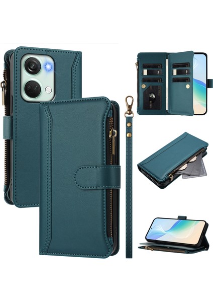 Case For Oneplus Nord 3 Premium Leather Zipper Pocket Wallet Phone Case With 9 Card Slots And Detachable Wrist Strap (Yurt Dışından)