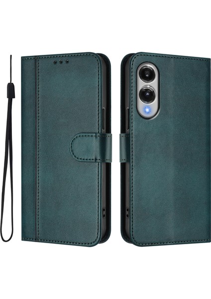 Samsung Galaxy S25 Edge Cüzdan Standı Retro Doku Deri Telefon Kılıfı ve Kordonu (Yurt Dışından)