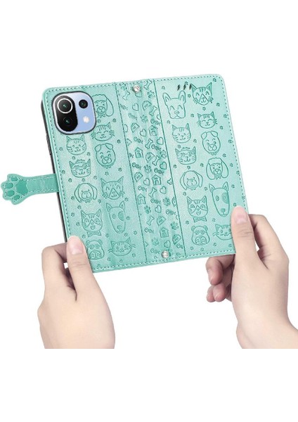 Xiaomi 11 Lite Sevimli Kedi Kabartmalı Premium Pu Deri Flip Darbeye Dayanıklı Cüzdan Manyetik Kılıf Kapağı Kart Yuvaları ile (Yurt Dışından) modelleri