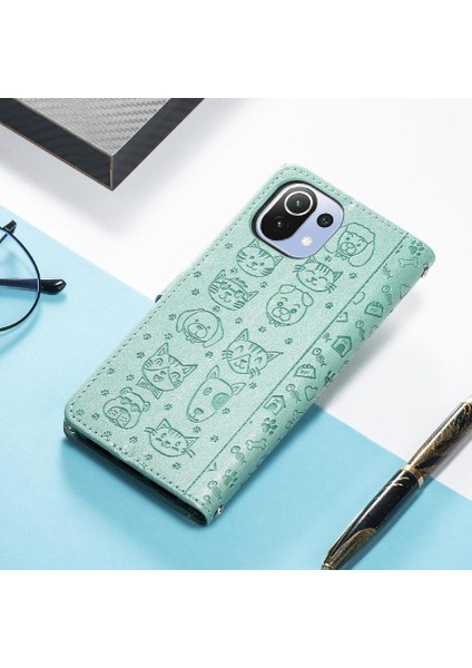 Xiaomi 11 Lite Sevimli Kedi Kabartmalı Premium Pu Deri Flip Darbeye Dayanıklı Cüzdan Manyetik Kılıf Kapağı Kart Yuvaları ile (Yurt Dışından) fırsatları